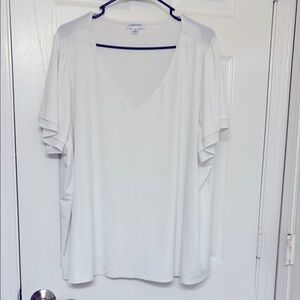 Calvin Klein White V-Neck Blouse